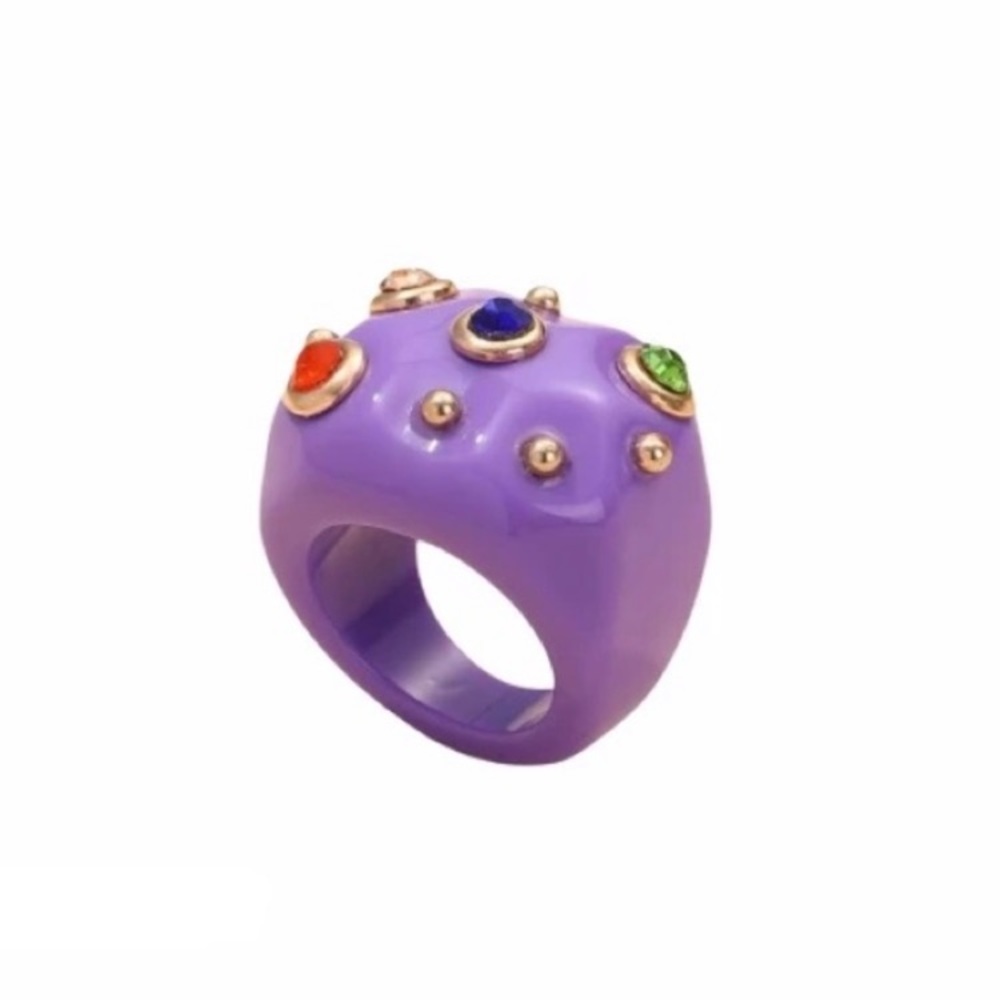 Colored resin ring with golden touch.  Size between 6-7.